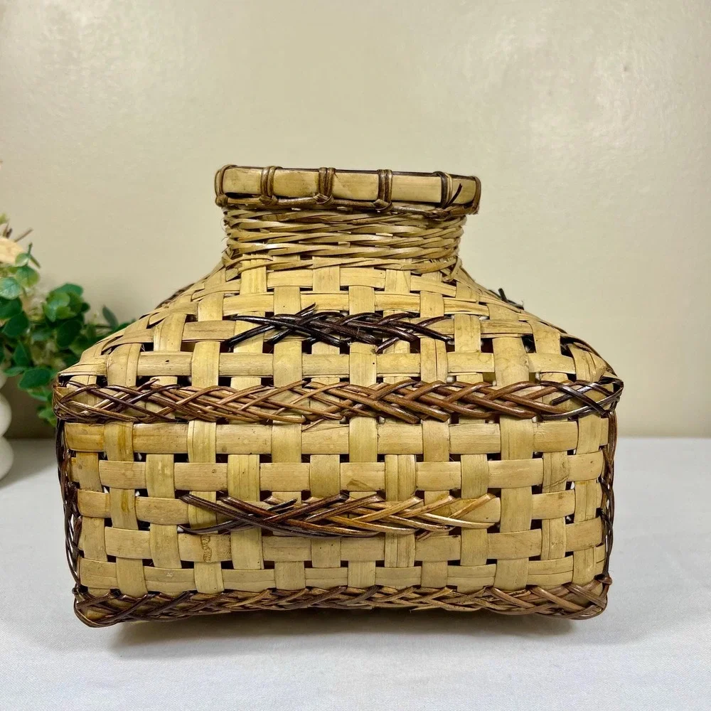 Vintage Japanese KEBANA Bamboo Basket Vase